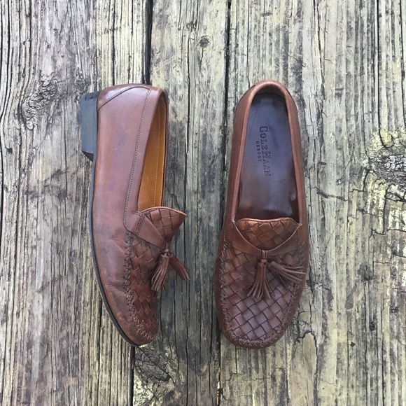 Brown Leather Woven Tassel Loafer